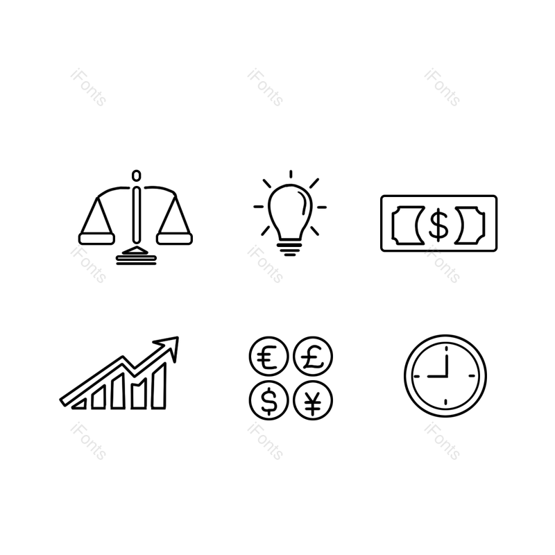 图标图片,金融元素,简约PNG,黑色线条免抠素材
